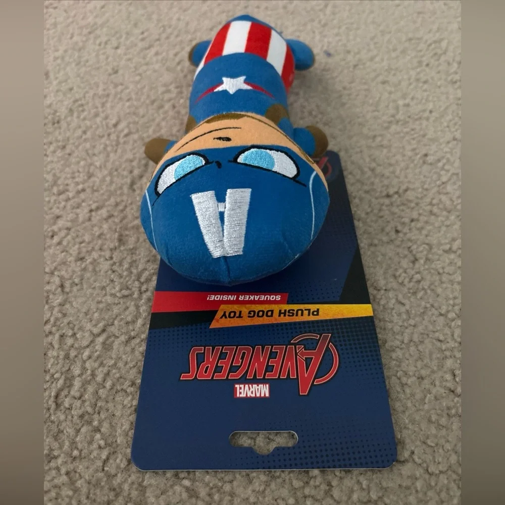 New Marvel Captain America Plush Dog Clinker & Squeaker Dog Toy approx 8״